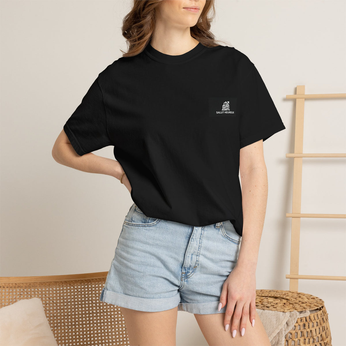 Salut Heureux Pocket Tee – Heavyweight Garment-Dyed Cotton