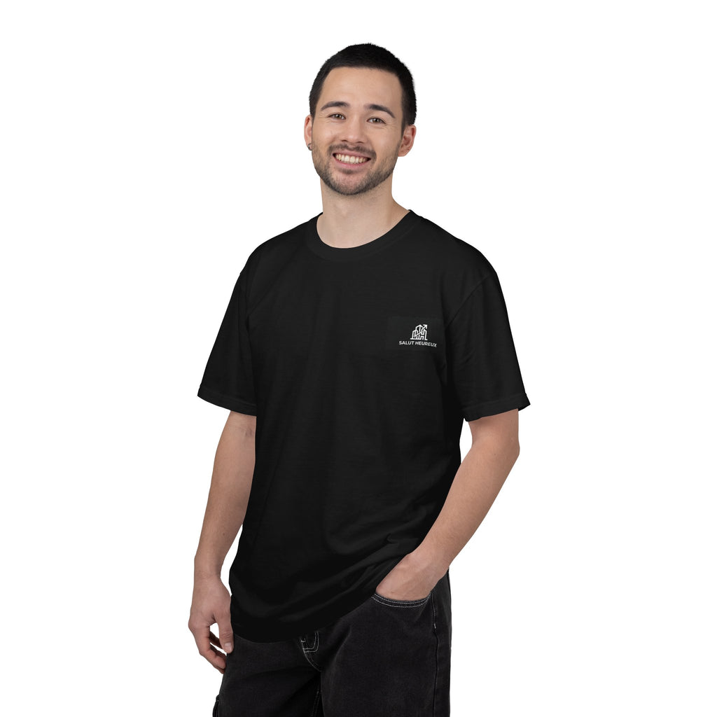 Salut Heureux Pocket Tee – Heavyweight Garment-Dyed Cotton