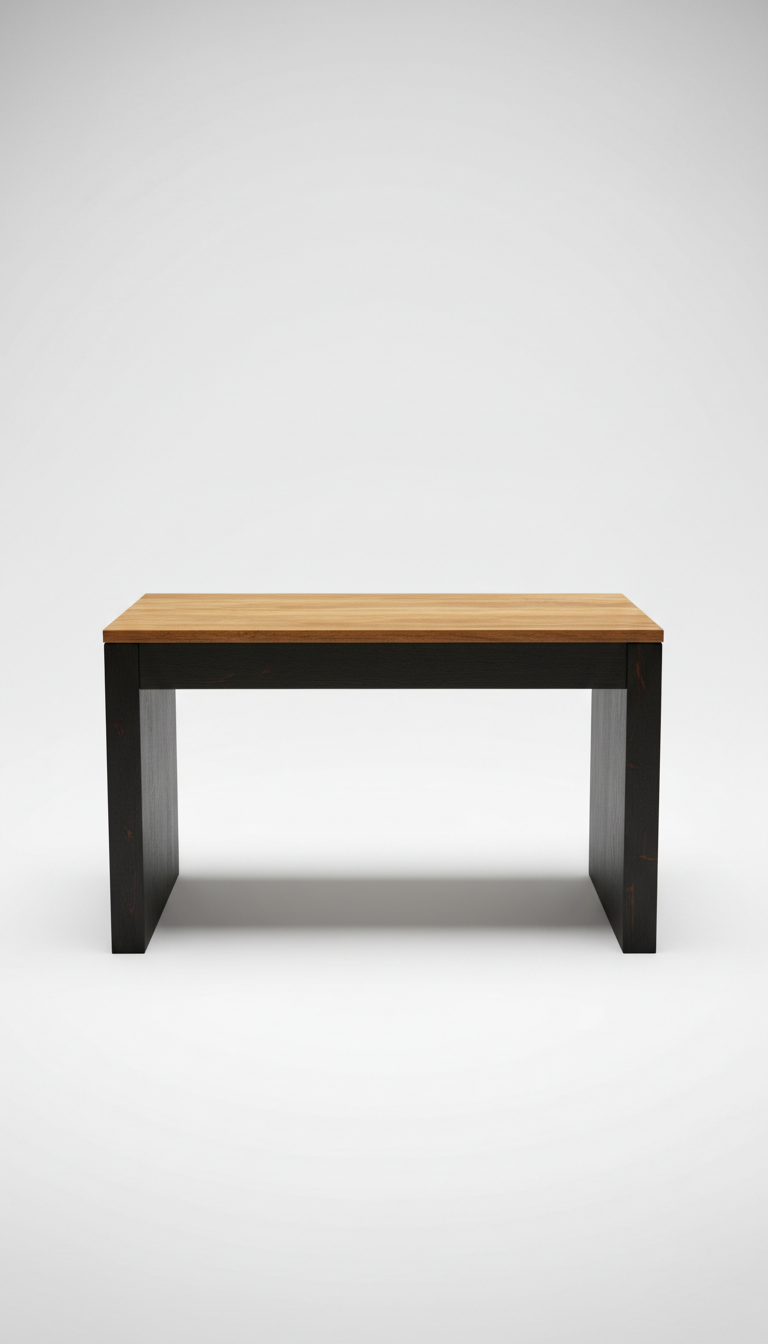 Refurbished solid wood desk with tapered legs